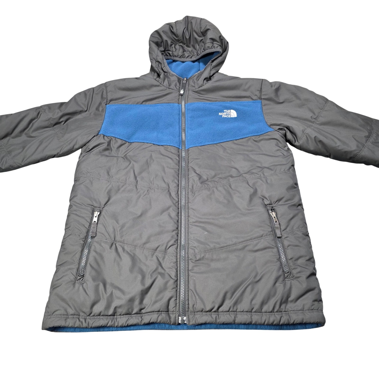 The North Face Boys Xl Jacket Hooded Fleece Lined Winter Reversible Polartec